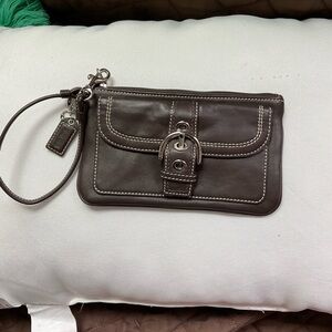 Coach Soho brown leather wristlet